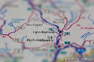 05-24-2021 Portsmouth, Hampshire, UK, Lyndonville New Hampshire USA shown on a Geography map or Road map Stock Photo