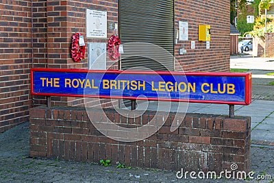 09/29/2020 Portsmouth, Hampshire, UK The sign outside a closed Royal British Legion Club, Fratton, Portsmouth, UK Editorial Stock Photo