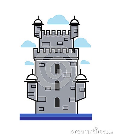 Portugal architectre vector Belem tower symbol Vector Illustration