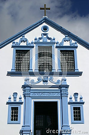 Portugal Azores Islands Terceira baroque church - Angra do Heroismo Stock Photo