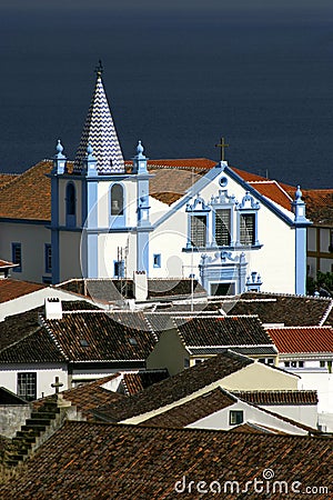 Portugal Azores Islands Terceira baroque church - Angra do Heroismo Stock Photo
