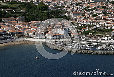 Portugal Azores Islands Terceira panoramic view of Angra do Heroismo Stock Photo