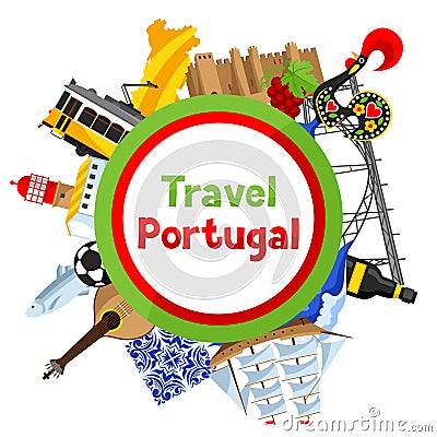 Portugal background design. Portuguese national traditional symbols and objects Vector Illustration