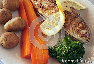 Portugal, charcoal grilled bream Stock Photo