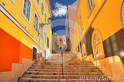 Colorful Streets of Lisbon Stock Photo