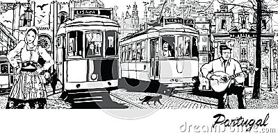 Portugal - composition on city of Lisbon Vector Illustration