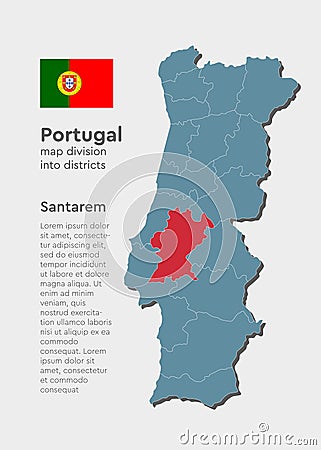 Vector map Portugal and district Santarem Vector Illustration