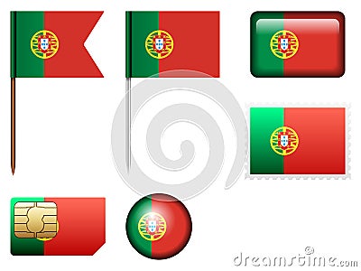 Portugal flag set Vector Illustration