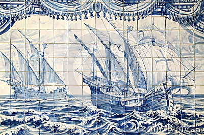 Portugal, historical Azulejo ceramic tiles Editorial Stock Photo