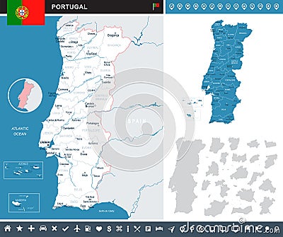 Portugal - infographic map and flag illustration Cartoon Illustration