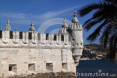 Portugal, Lisbon, Belem - Tower of Belem Monument. UNESCO World Heritage site. Editorial Stock Photo