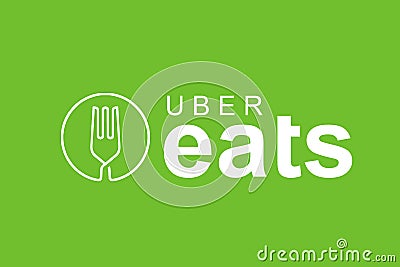 Portugal, Lisbon, June 16, 2018: illustration of the UBER eats logo. A popular firm for the delivery of food at home and Cartoon Illustration