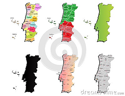 Portugal maps Vector Illustration