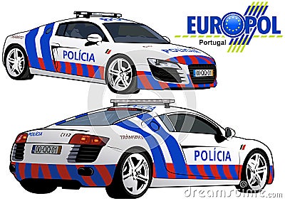 Portugal Police Car Vector Illustration