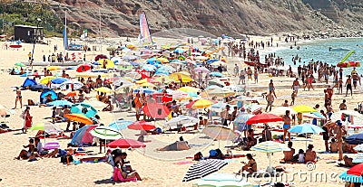 Portugal Praia da Luz crowded beach Stock Photo