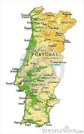 Portugal relief map Vector Illustration