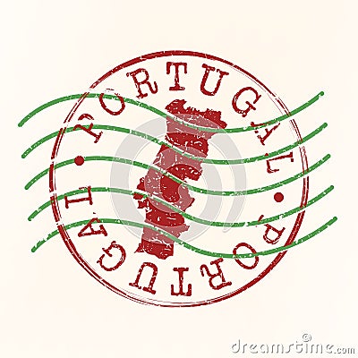 Portugal Stamp Postal. Map Silhouette Seal. Passport Round Design. Vector Icon. Design Retro Travel. Vector Illustration