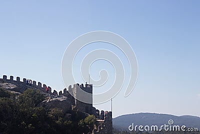 Portugese cliff nature beautiful sunny day castle architecture Editorial Stock Photo