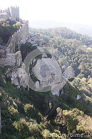 Portugese cliff nature beautiful sunny day castle architecture Stock Photo