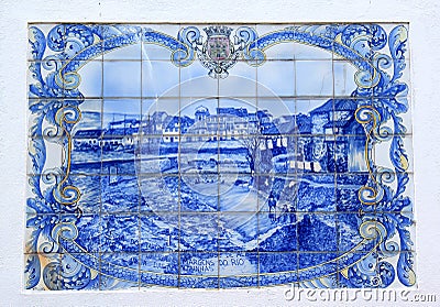 Portuguese azulejo of the town of Braganca Stock Photo