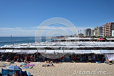 Portuguese beach. Povoa de Varzim. Editorial Stock Photo