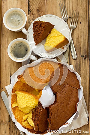 Portuguese cake pao de lo on white paper Stock Photo