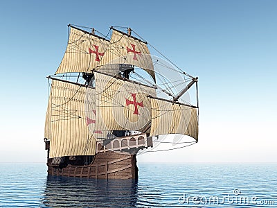 Portuguese Caravel Cartoon Illustration