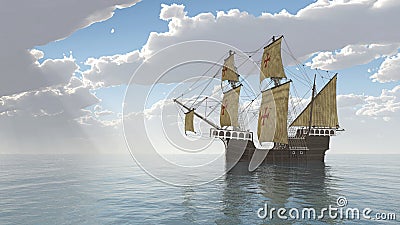 Portuguese Caravel Cartoon Illustration