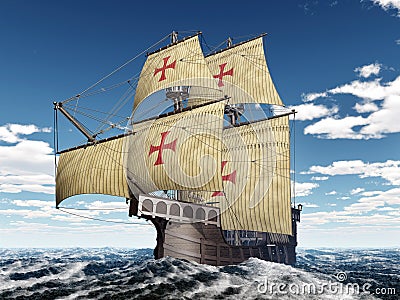 Portuguese caravel Cartoon Illustration