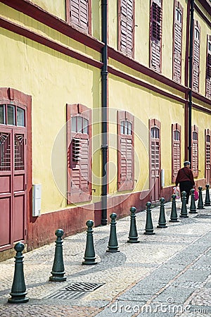 Portuguese colonial architecture street in macau china Editorial Stock Photo