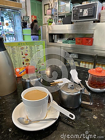 Portuguese Colony Macau Cha Chaan Teng Drinks Hot Milk Tea Macanese Cuisine Snack Food Lifestyle Intangible Cultural Heritage Editorial Stock Photo