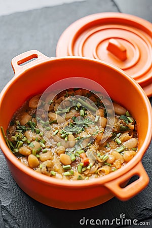 Portuguese feijoada de marisco bean and seafood traditional stew Stock Photo