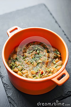 Portuguese feijoada de marisco bean and seafood traditonal stew Stock Photo