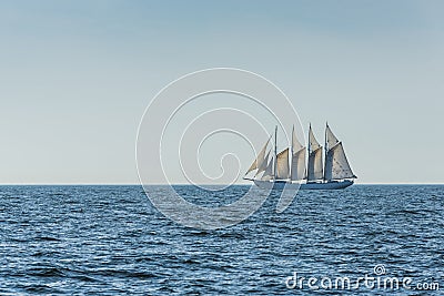 Portuguese four-mast schooner Santa Maria Manuela sailing Editorial Stock Photo