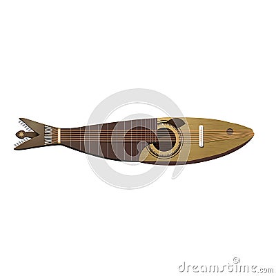 Portuguese guitar in wood with the shape of a sardine Stock Photo