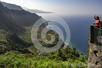 Portuguese island of Madeira - High level view near Boaventura Editorial Stock Photo