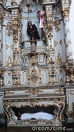 Portuguese late Baroque, Rococo style. Inside a Carmelite order church. Ouro Preto, Minas Gerais, Brazil . Editorial Stock Photo