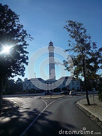 Portuguese lighthouse at vila real de santo antonio Stock Photo