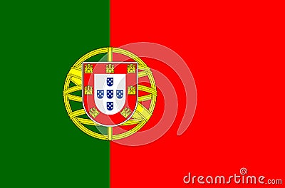 Portuguese national flag. Official flag of Portugal accurate colors Vector Illustration