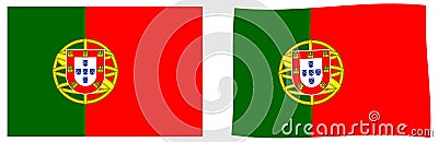 Portuguese Republic Portugal flag. Simple and slightly waving Vector Illustration