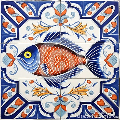 Portuguese sardine fish on typical traditional tile Stock Photo