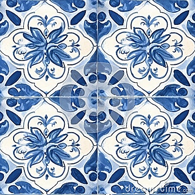 Portuguese typical traditional blue tile Stock Photo
