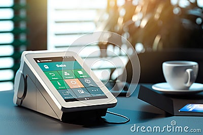 POS payment terminal. NFC payments concept. 3d rendering. Stock Photo