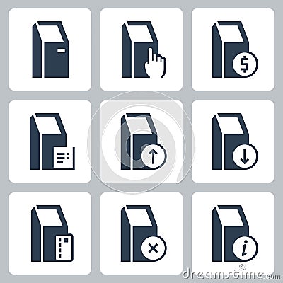 POS Point-Of-Sale Terminal Vector Icon Set in Glyph Style Vector Illustration