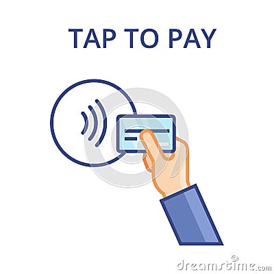 Pos terminal confirms contactless payment from credit card. NFC Payment vector illustration in flat style. Vector Illustration