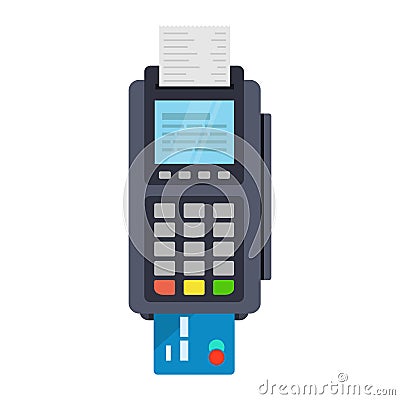 POS terminal vector icon in flat style Vector Illustration