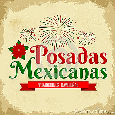 Posadas Mexicanas - spanish translation: Christmas Lodging, Mexican traditional christmas celebration Vector Illustration