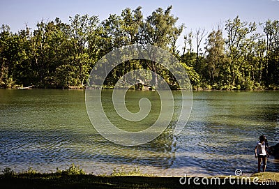 Poschinger Weiher lake near Munich in summer Stock Photo