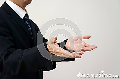 Pose of explanation and the question. Stock Photo