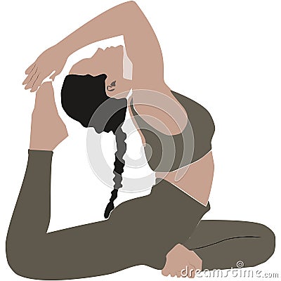 Illustration of a woman doing a yoga dove pose Vector Illustration